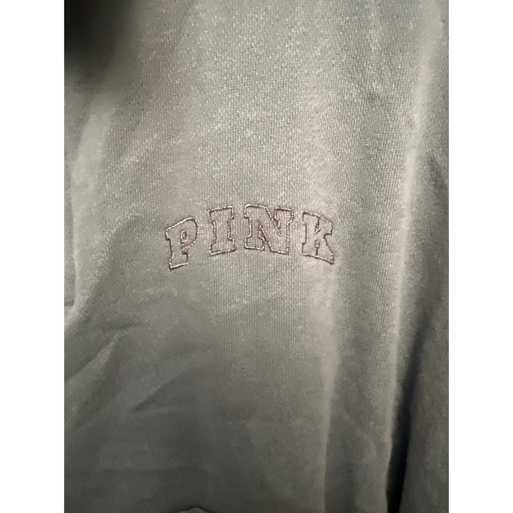 PINK Victoria's Secret Quarter Zip Pullover Sweatshirt Green Embroiderd M Sporty - Picture 6 of 10